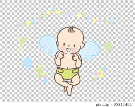 Angel baby illustration material _ whole body 95811496