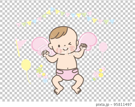 天使の赤ちゃんのイラスト素材_全身 95811497