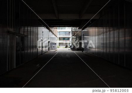 Vilvoorde, Flemish Brabant Region, Belgium,  Dark underpass isle of the Kruitfabriek, the Gunpowder Factory 95812003