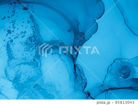 Ink Colours Mix Water. Art Wave Background. Blue 95813043