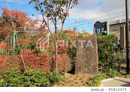 長岡宮大極殿跡と紅葉 95813475