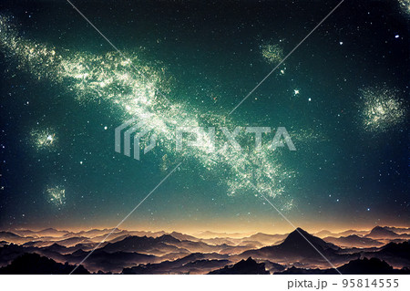 Christmas Starry Sky Scene 3D illustration 95814555