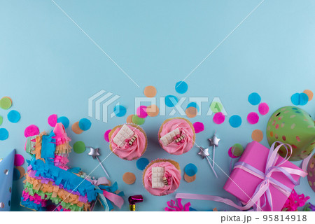 Birthday party concept with cupcake 95814918
