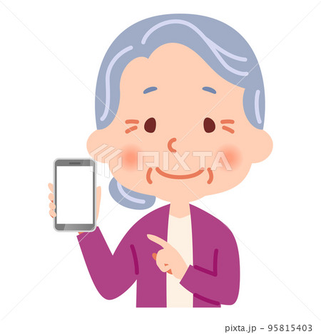 スマホを持つおばあさん スマホを持つおばあさん 95815403