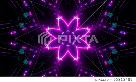 Glowing Purple Flower Shape Light in the Geometric Art Background Glowing Purple Flower Shape Light in the Geometric Art Background 95815489