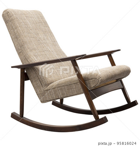 Old Vintage rocking chair isolated on white Old Vintage rocking chair isolated on white 95816024