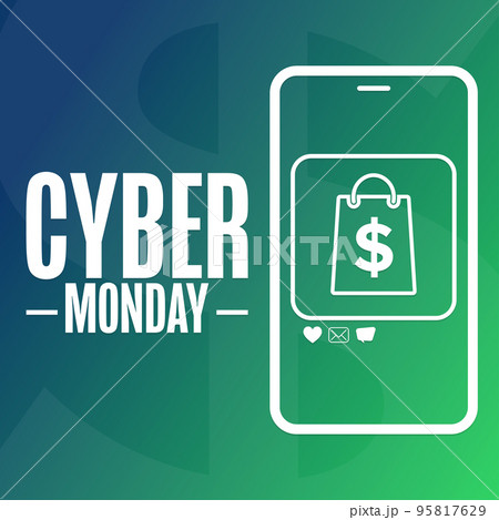 Cyber Monday. Holiday concept. Template for background, banner, card, poster with text inscription 95817629