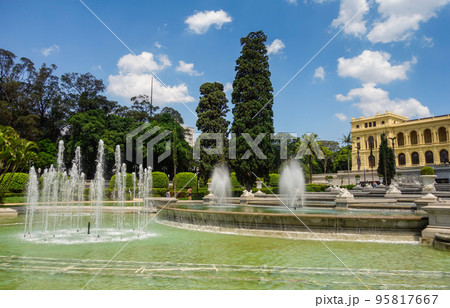 Sao Paulo, Brazil: water fountains in the Park of Independence and Ipiranga Museum garden 95817667