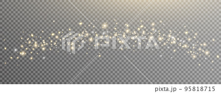 Glitter golden light and stars. Christmas Holiday glow particle. Magic star effect. Sparkle gold bokeh. Shine luxury background. Festive party design. Twinkle flash. Fairy bulb. Vector illustration 95818715