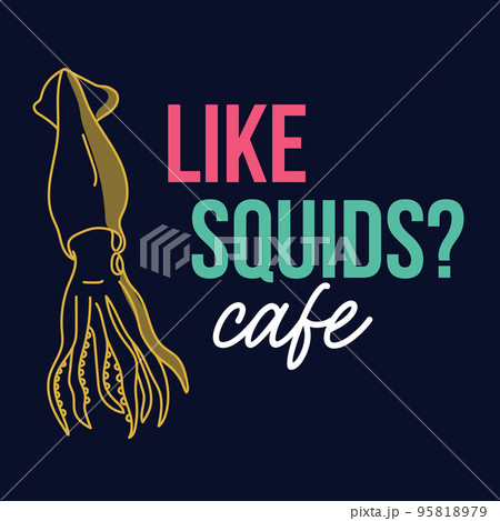 Logo template with squid for fish restaurant or cafe 95818979