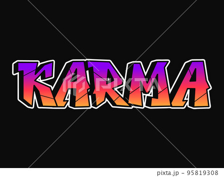 Karma word trippy psychedelic graffiti style letters.Vector hand drawn doodle cartoon logo karma illustration. Funny cool trippy letters, fashion, graffiti style print for t-shirt, poster concept Karma word trippy psychedelic graffiti style letters.Vector hand drawn doodle cartoon logo karma illustration. Funny cool trippy letters, fashion, graffiti style print for t-shirt, poster concept 95819308