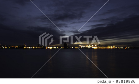 River Mersey and Birkenhead by night - Liverpool, United Kingdom River Mersey and Birkenhead by night - Liverpool, United Kingdom 95819936