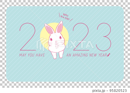 2023 New Year's card striped rabbit 95820523