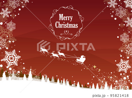 クリスマスの背景素材_雪の結晶とサンタクロース クリスマスの背景素材_雪の結晶とサンタクロース 95821418