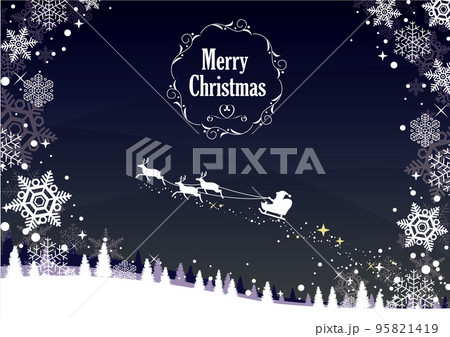 クリスマスの背景素材_雪の結晶とサンタクロース 95821419