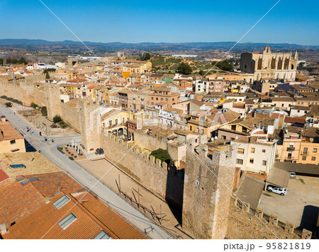 View from drone of Montblanc, Spain 95821819