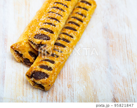 Image of tasty rolls with chocolate, dessert of italian cuisine 95821847
