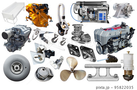 Isolated equipment and parts of modern yacht 95822035