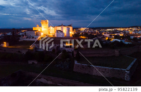 Night aerial view of castle of Estremoz Night aerial view of castle of Estremoz 95822139