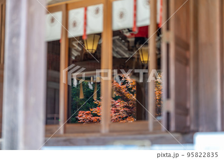 金蛇水神社 拝殿に映る紅葉 秋 金蛇水神社 拝殿に映る紅葉 秋 95822835