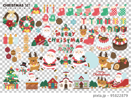 クリスマスのかわいいイラストセット／線画なし 95822879