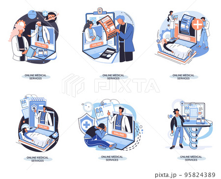 Online medical services website and mobile applications, get professional medical consultations metaphor Online medical services website and mobile applications, get professional medical consultations metaphor 95824389