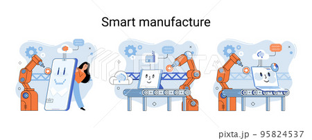 Smart manufacture metaphor with automated production line. Innovative contemporary smart industry 95824537