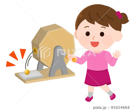 ガラガラを回す女の子　イラスト 95824668