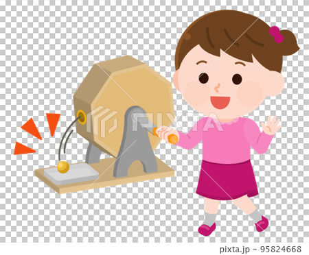 ガラガラを回す女の子　イラスト 95824668