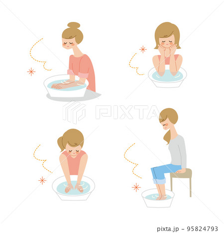 部分浴をする女性セット 線なし 95824793
