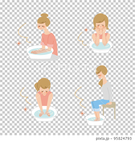 部分浴をする女性セット 線なし 95824793