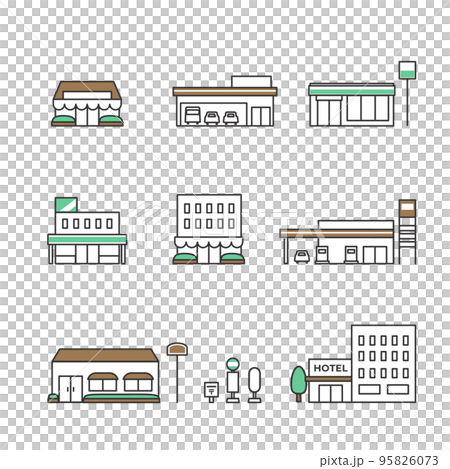 簡單而時尚的商店商店插圖圖標 95826073