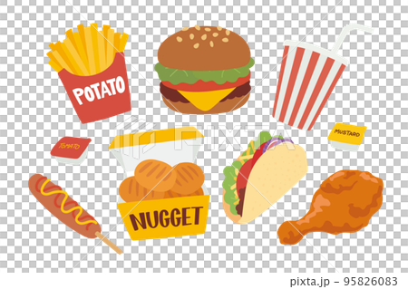 Cute junk food illustration set 95826083