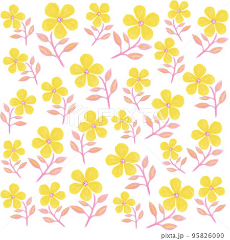 黄色い花の壁紙イラスト、五弁の黄色い花のイラスト、明るい黄色の花の背景イラスト 95826090