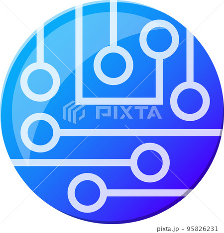 Abstract circle logo and circuit board illustration in trendy and minimal style Abstract circle logo and circuit board illustration in trendy and minimal style 95826231