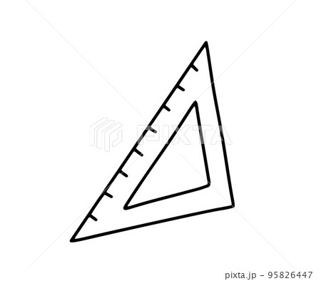 Triangular ruler. Doodle vector illustration Isolated on white background. 95826447