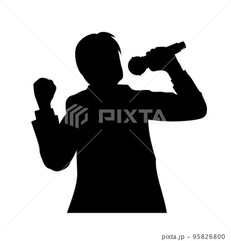 歌を歌う男性会社員のイラストイメージ 95826800