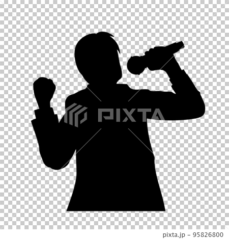 歌を歌う男性会社員のイラストイメージ 95826800