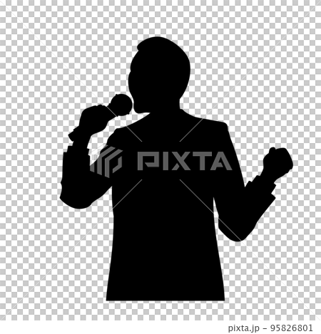 Illustration image of a male office worker singing a song 95826801