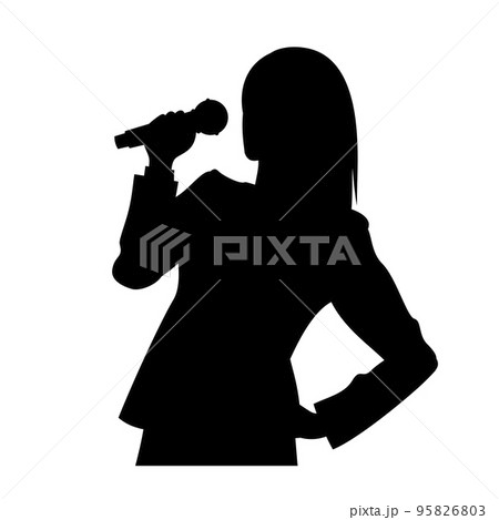 歌を歌う女性会社員のイラストイメージ 95826803