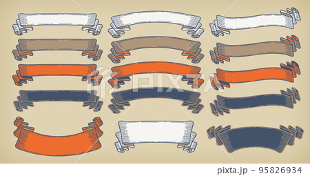 レトロなデザインの横長ラベルセット。 95826934