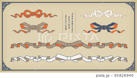 レトロなデザインのリボンセット。 95826940