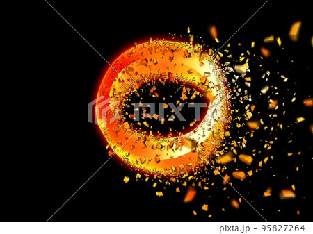 爆発する火炎の輪の3dイラストレーション 95827264