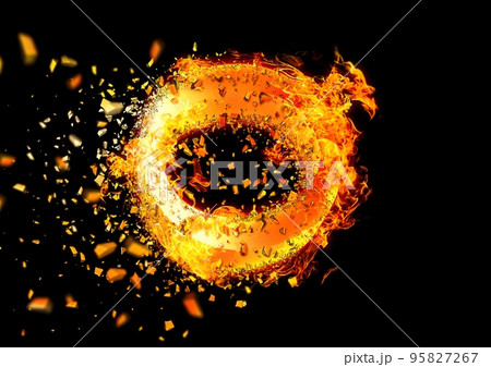爆発する火炎の輪の3dイラストレーション 95827267