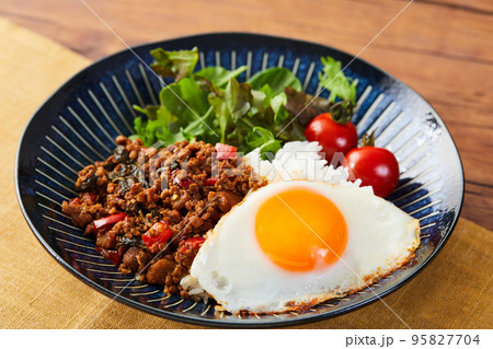 ガパオライス タイ料理 鶏肉のバジル炒め ガパオライス タイ料理 鶏肉のバジル炒め 95827704