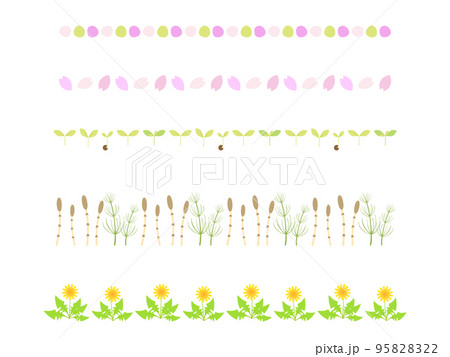 春にぴったりな可愛いラインイラストセットのイラスト素材 9522