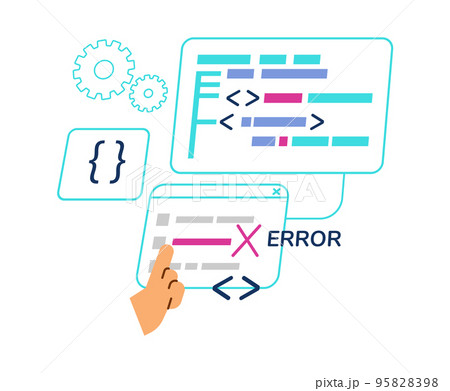 Web development and programming banner design, flat vector illustration isolated. 95828398
