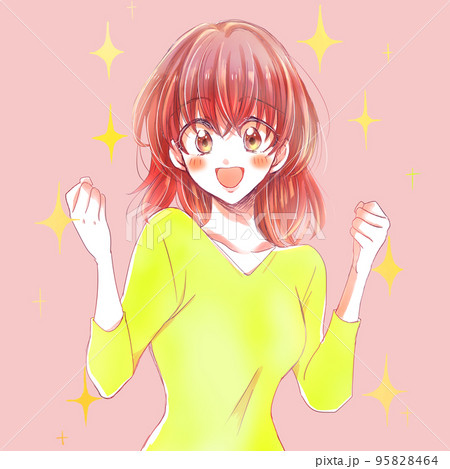 ガッツポーズする女性 ファイト ガッツポーズする女性 ファイト 95828464