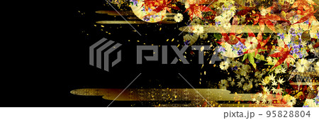 【横長】ヘッダー/和風黒背景【3：1】 95828804