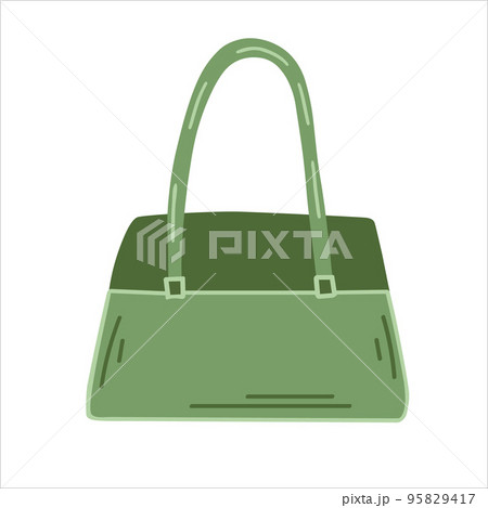 Colored vector hand drawn illustrations. Women's fashion accessory bag Colored vector hand drawn illustrations. Women's fashion accessory bag 95829417
